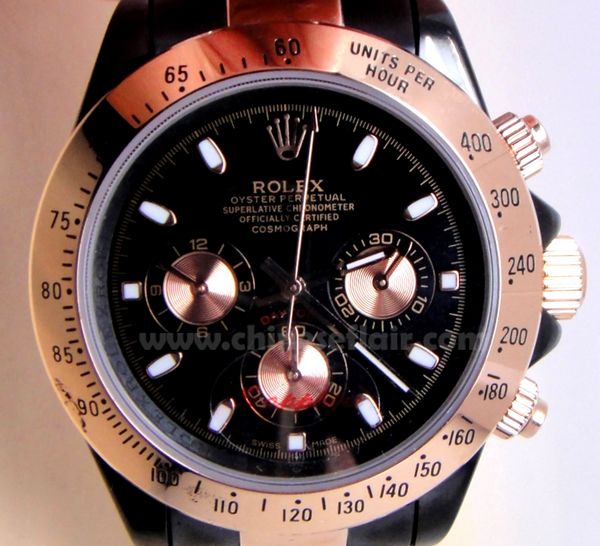 Rolex Daytona Rose Gold Eyes and Black Dial Stainless Steel watc
